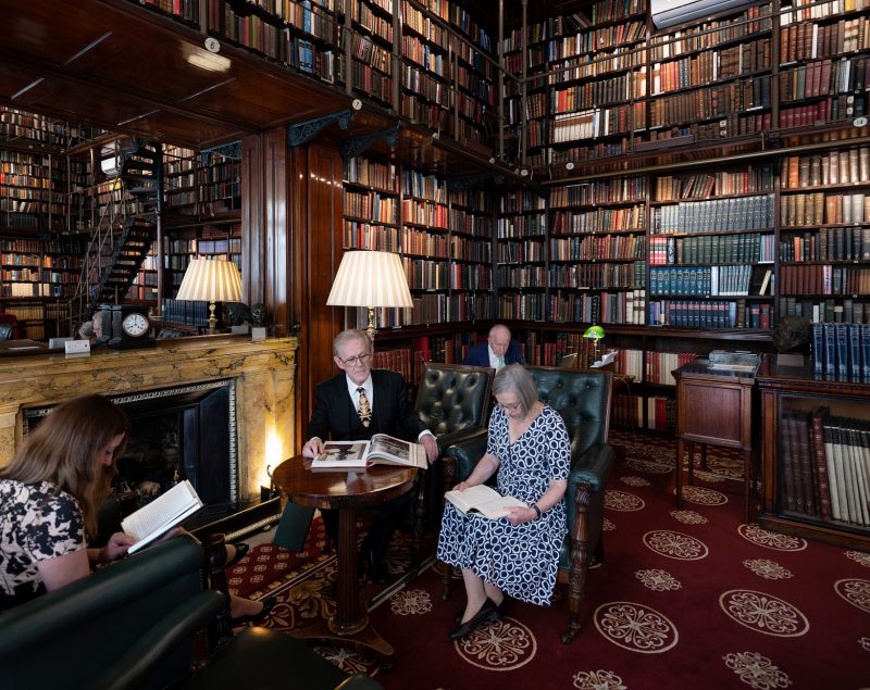 Members reading in the Club Library
