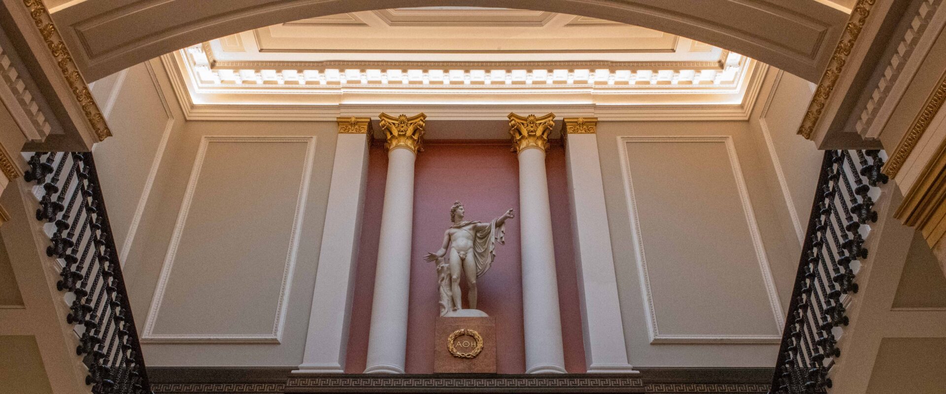 View of main stairway from Club entrance hall